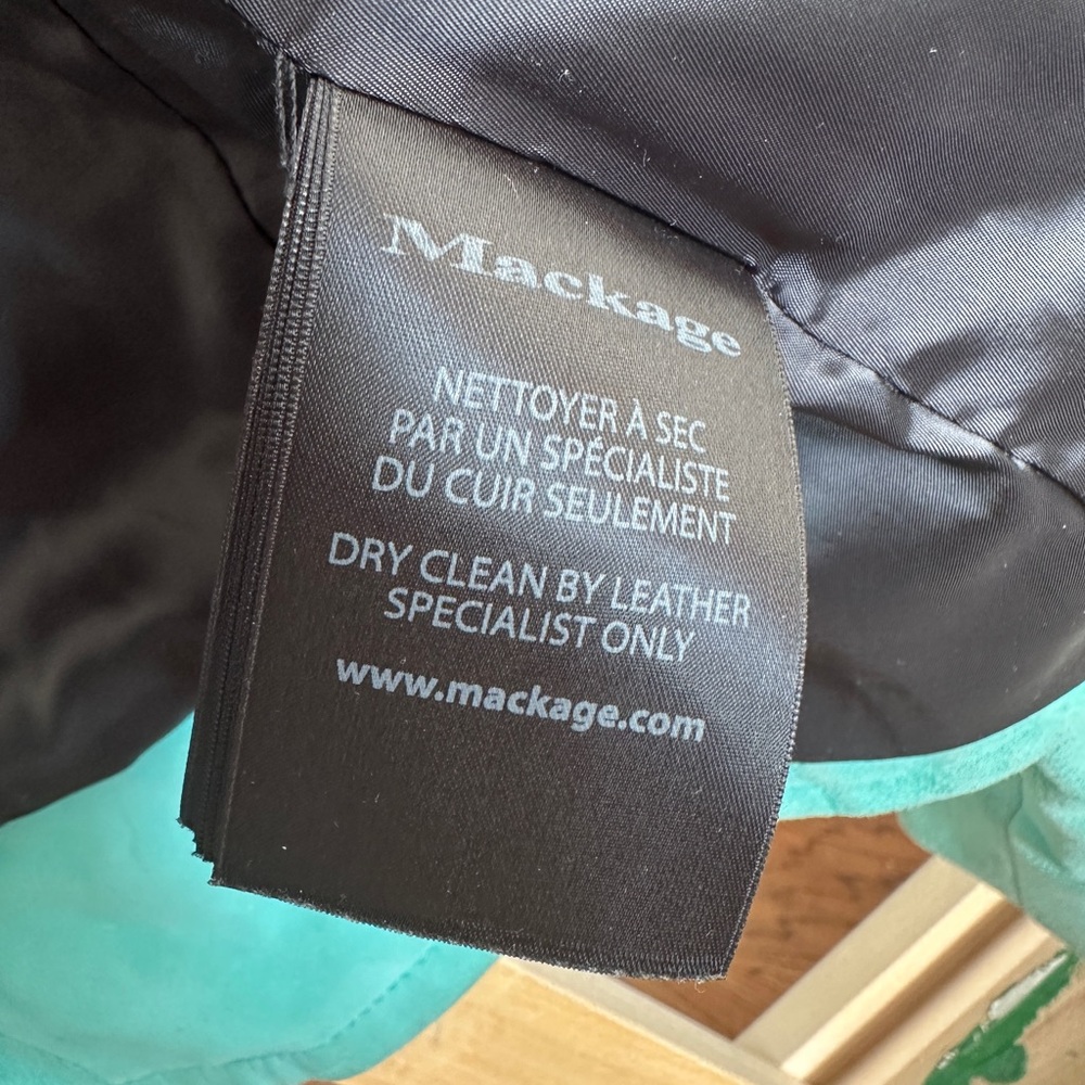 Mackage Freda Turqoise Suede Jacket 100% GOAT Skin - Picture 12 of 13
